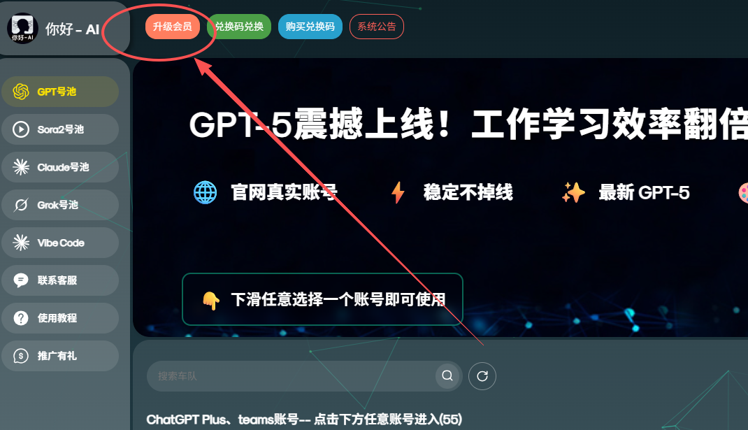点击升级会员示意图