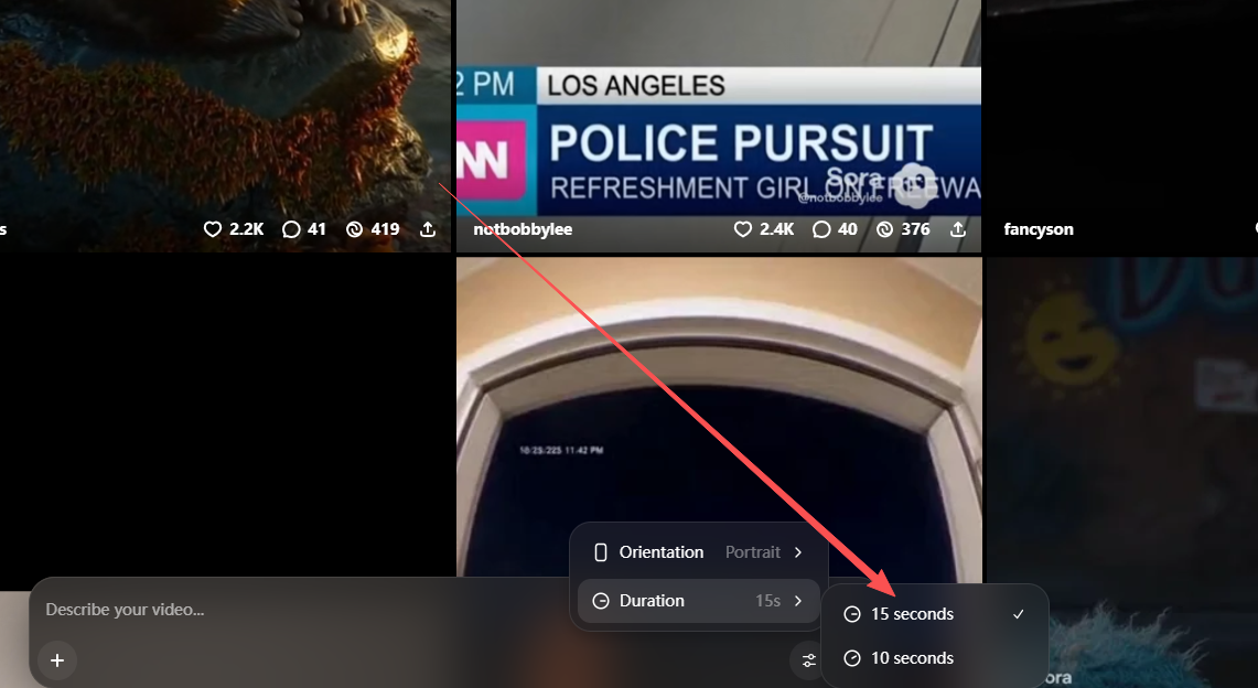 Sora 2 调整时长和横竖屏